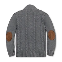 Hope & Henry Boys Organic Shawl Collar Cable Sweater Cardigan