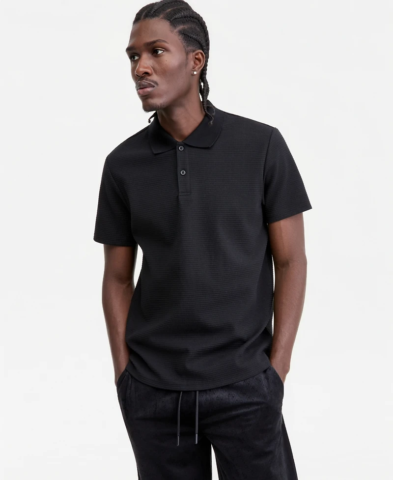 Guess Men's Waffle-Knit Polo Shirt