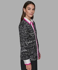 Karl Lagerfeld Paris Women's Script Blouse Top