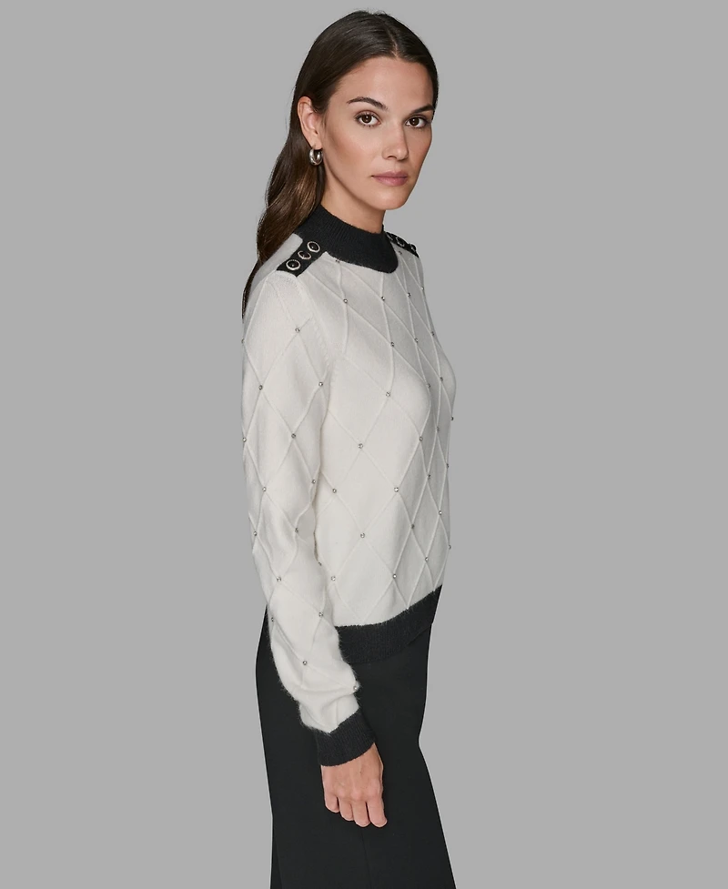 Karl Lagerfeld Paris Women's Mock Neck Long Sleeve Sweater