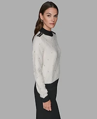 Karl Lagerfeld Paris Women's Mock Neck Long Sleeve Sweater