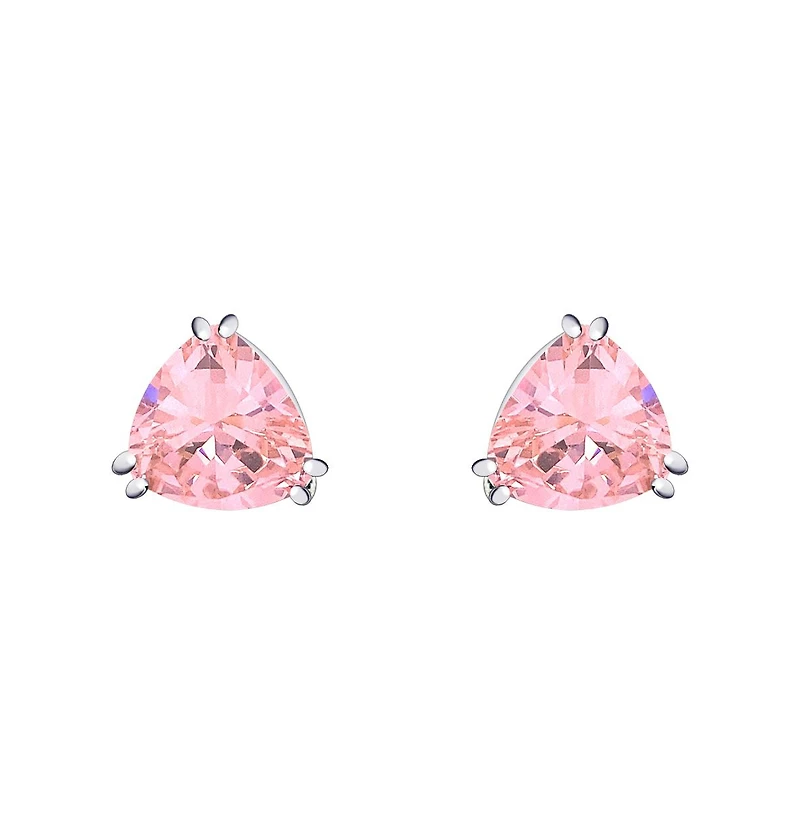 Bling Jewelry Set of 2 Large Triangle Cz Solitaire Clip-On Earrings Silver Plated 12MM