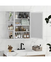 Gymax Bathroom White finish Multipurpose Mount Wall Surface Storage Cabinet Mirror