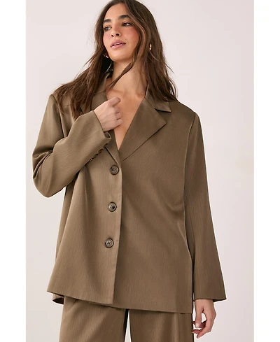 Nasty Gal Women's Satin Pleated Oversized Blazer