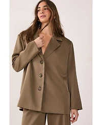 Nasty Gal Women's Satin Pleated Oversized Blazer