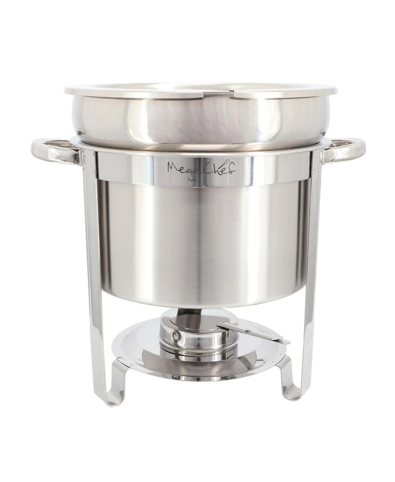 MegaChef 7.4 Quart Round Stainless Steel Soup Professional Chafing Dish/Food Warmer/Buffet Server Serving Trays