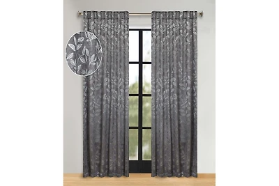 Superior Leaves Modern Bohemian Back Tab Blackout Curtain Set