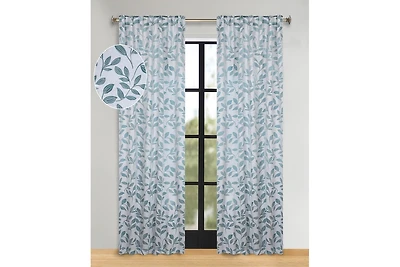 Superior Leaves Modern Bohemian Back Tab Blackout Curtain Set
