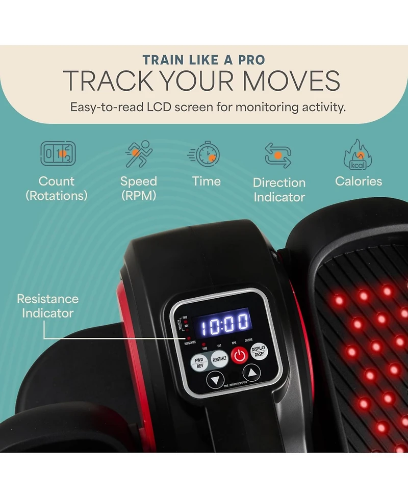 LifePro Under Desk Elliptical with Red Light – Quiet Seated Pedal Exerciser, Foot Pedal Exercise Machine for Home, Office & Rehab