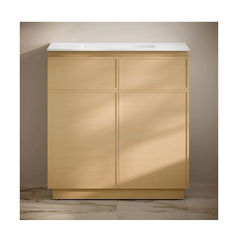 Swiss Madison 36" Freestanding Bathroom Vanity in Natural Oak with 3-Hole Widespread Sink Top