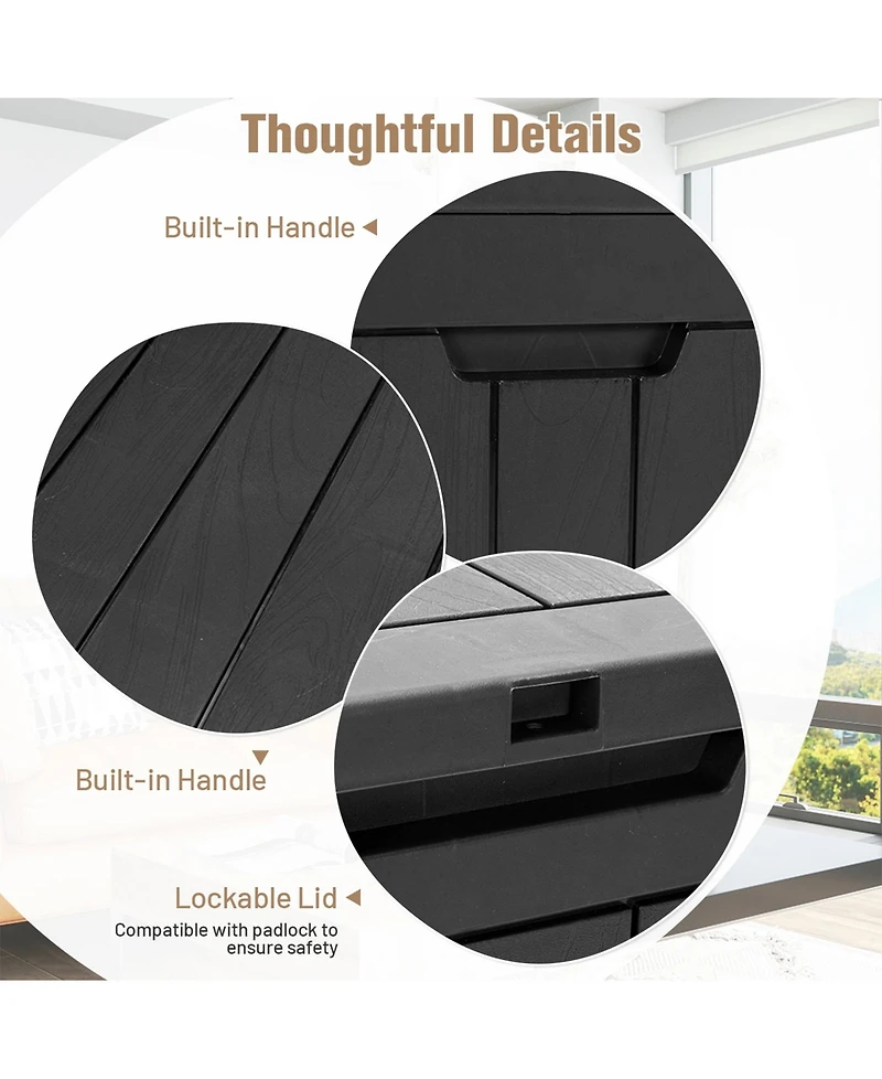 Sugift 30 Gallon Deck Box Storage Container Seating Tools-Black