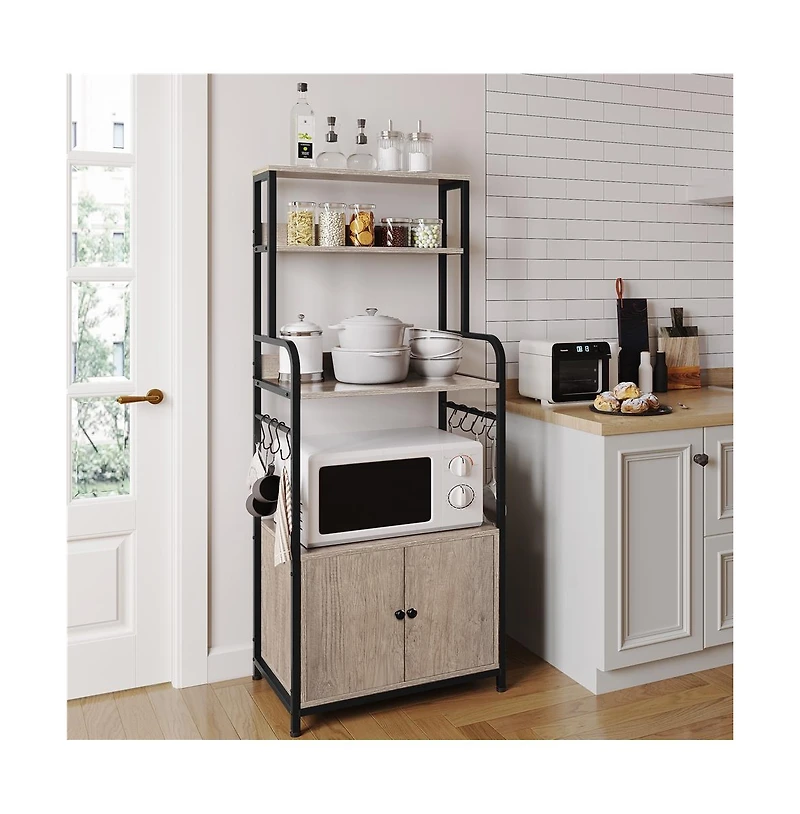 Yaheetech Metal Multilayered Gray Microwave Stand