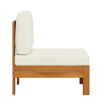 vidaXL Middle Sofa with Cream White Cushions Solid Acacia Wood