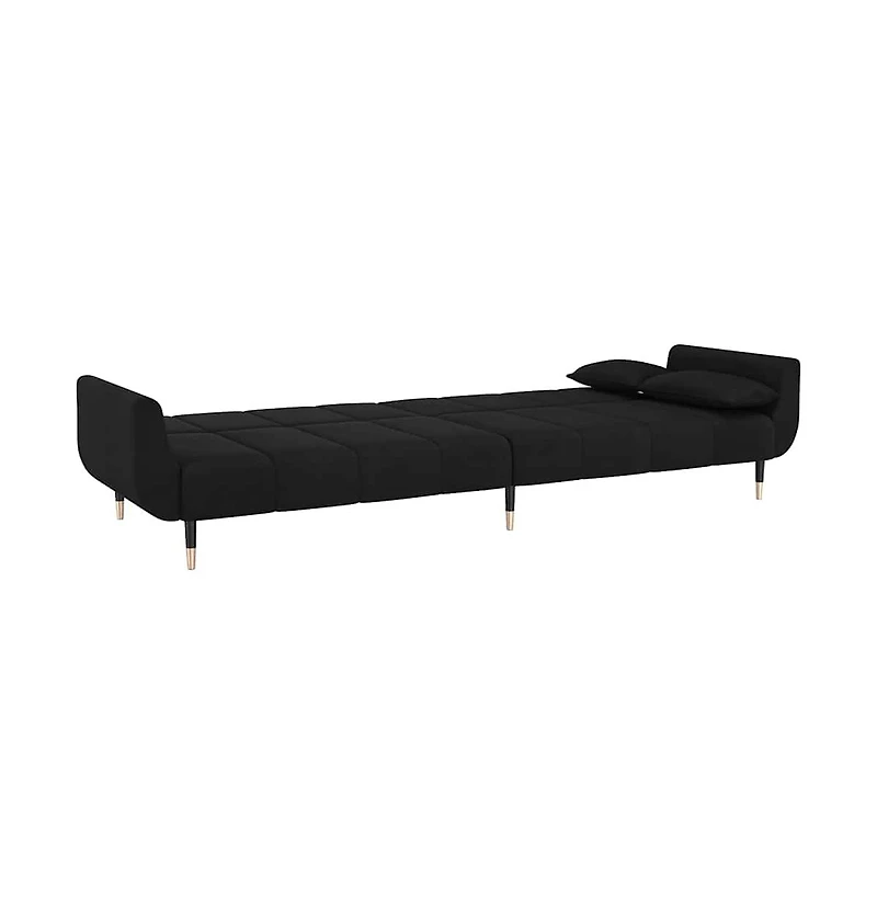vidaXL 2-Seater Sofa Bed with Two Pillows Black Velvet