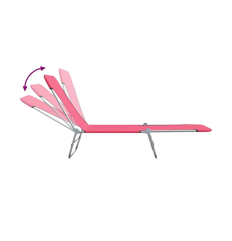 vidaXL Folding Sun Loungers 2 pcs Steel and Fabric Pink