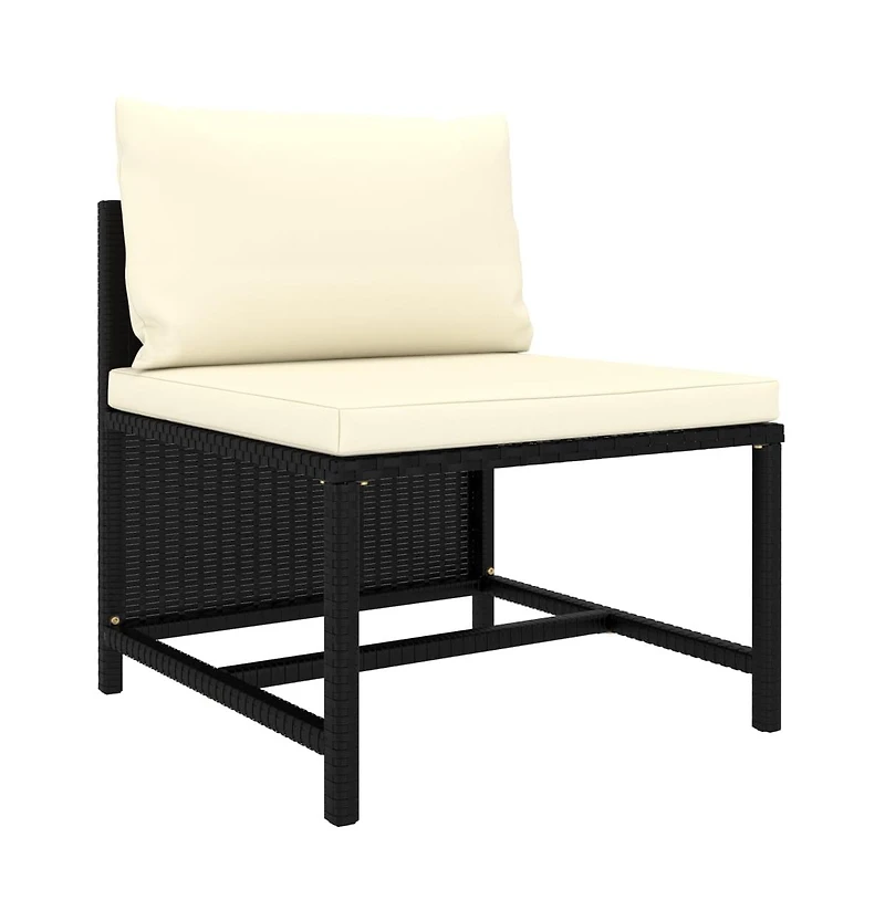 vidaXL 5 Piece Patio Sofa Set with Cushions Black Poly Rattan