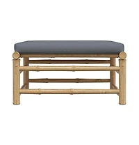 vidaXL Patio Footrest with Dark Gray Cushion Bamboo