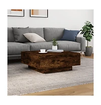 vidaXL Coffee Table with Led Lights Smoked Oak 31.5"x31.5"x12.2"