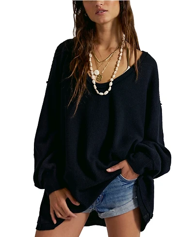 Free People Women's Coast 2 Waffle-Knit Top