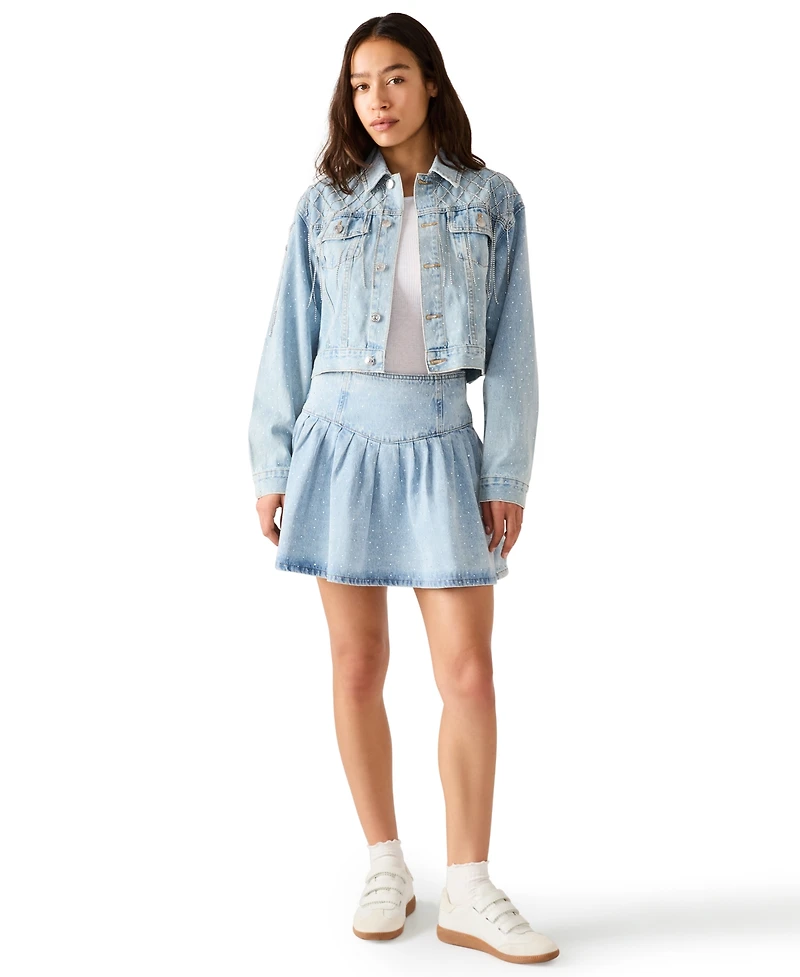 Steve Madden Women's Diamonde Long-Sleeve Collared Jacket