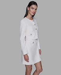 Karl Lagerfeld Paris Women's Long-Sleeve Knit Dress with Tweed Jacket