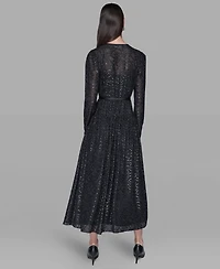 Karl Lagerfeld Paris Women's Lurex Clip Chiffon Midi Dress