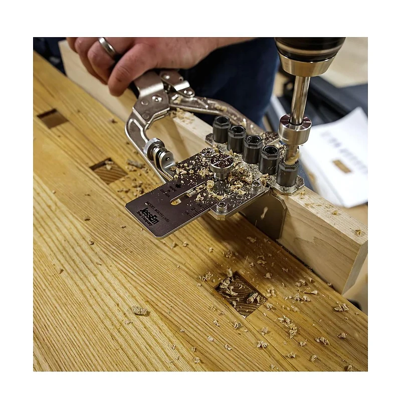 JessEm 08356 1/4" Stainless Steel Dowelling Jig with Angle Guide Precision Woodworking Joinery Tool for Edge, Face, and Corner Dowels