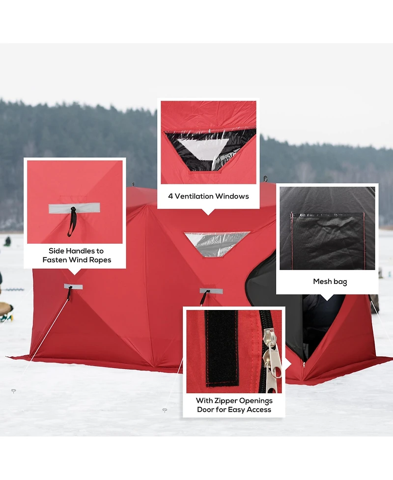 Outsunny 8 People Ice Fishing Shelter Pop-up Ice Fishing Tent,