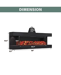 Mondawe Stylish Electric Fireplace with 50" Suspended Led Light Mantel with Remote Control