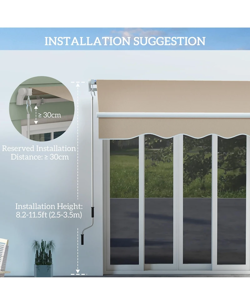 Outsunny 13' x 8' Manual Retractable Awning Sunshade Shelter