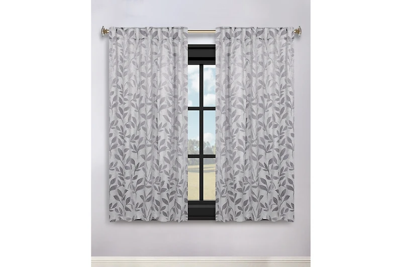Superior Modern Leaves Room Darkening Grommet Top Curtain Panels
