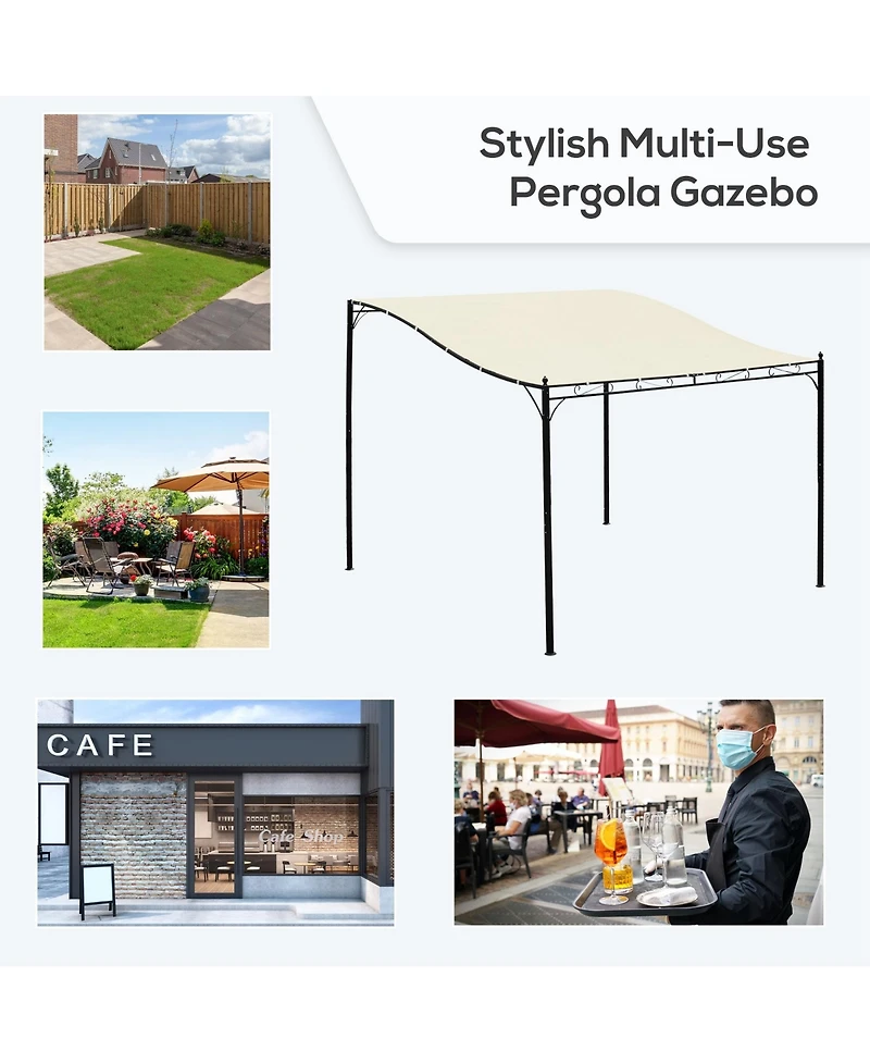 Outsunny 10' x 10' Steel Outdoor Pergola Gazebo Patio Canopy with Durable & Spacious Weather-Resistant Design, White