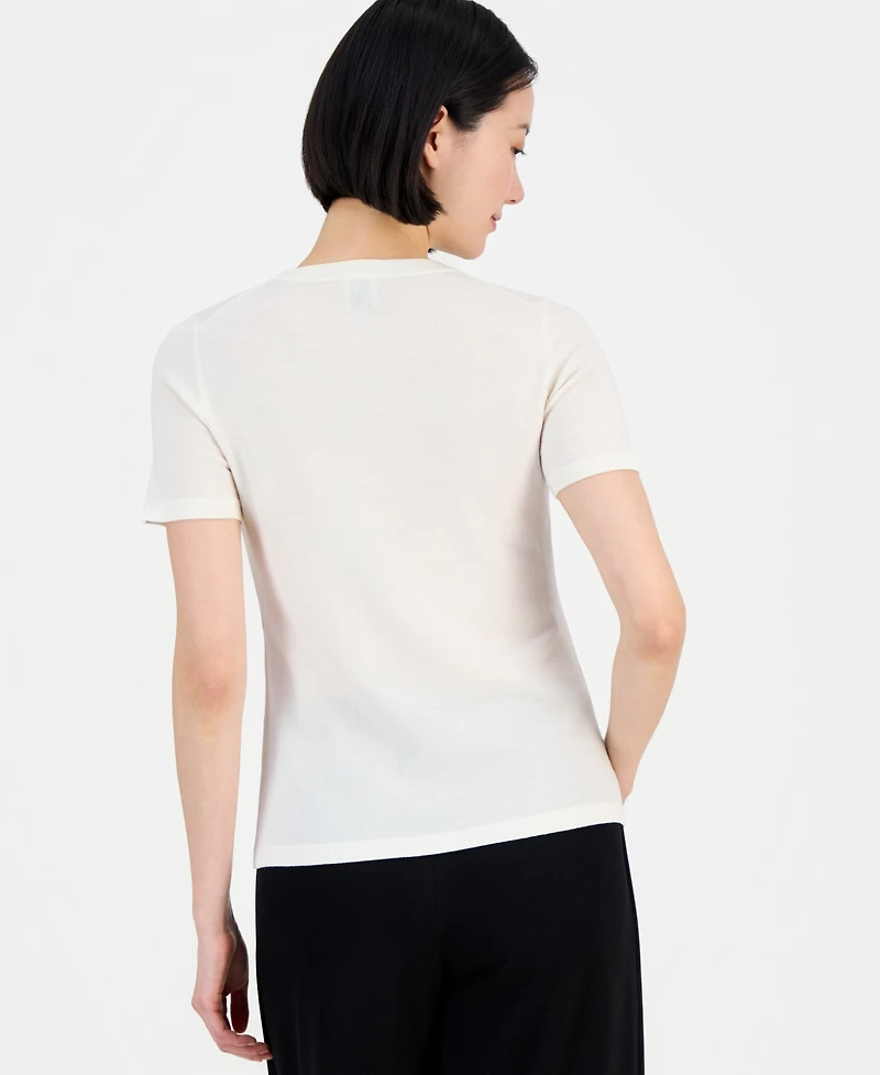 Anne Klein Women's Merino Wool Short-Sleeve Sweater
