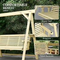 Outsunny 3 Seat Porch Swing with Sd and Side Tables,