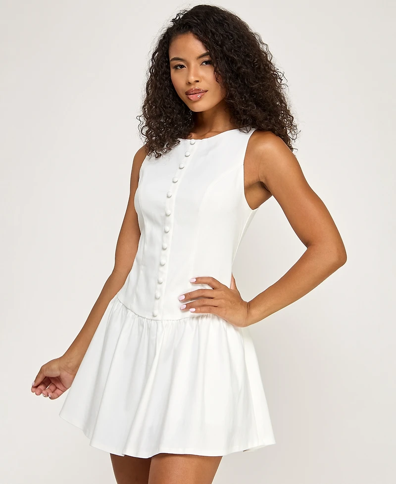 Seni & Cade Juniors' Sleeveless Drop Waist Ruffle Short Dress