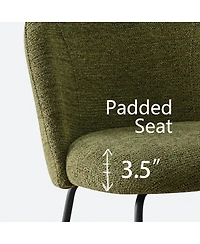 5-Piece 35" Round White Pedestal Dining Table Set with 4 Curved Back Boucle Upholstered Chairs and Black Metal Legs-Maison