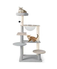Gymax Modern Cat Tree 44 Inch Multi-level Cat Tower w/ Removable Padded Top Perch