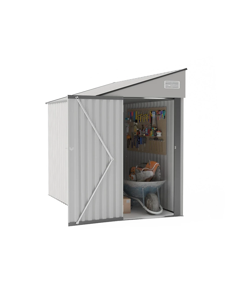 Mondawe 4x8 Ft Metal Storage Shed with Hinged Door, Ventilation & Protective Film