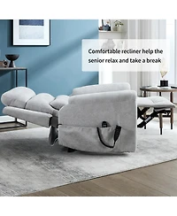 Chenille Dual Motor Infinite Position Up to 350 Lbs Power Lift Recliner Chair with 8-Point Vibration Massage and Lumbar Heating,Blue