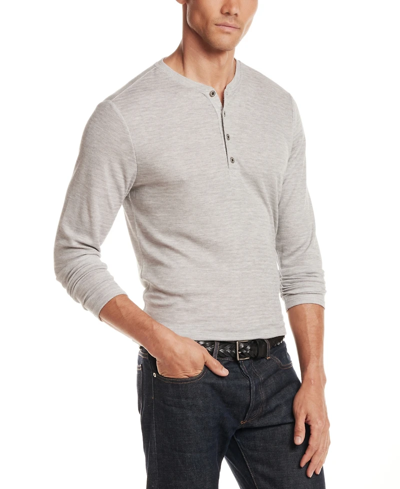 Vintage & Black Men's Long Sleeve Henley Neck T-Shirt