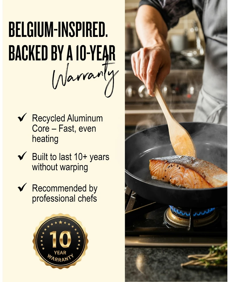 Alva Maestro Nonstick Stainless Steel Frying Pan with Glass Lid 11" - Easy to Clean, Oven Safe and Made without Pfas, Pfoa & Ptfe