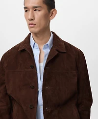 Mango Men's Leather Pockets Jacket