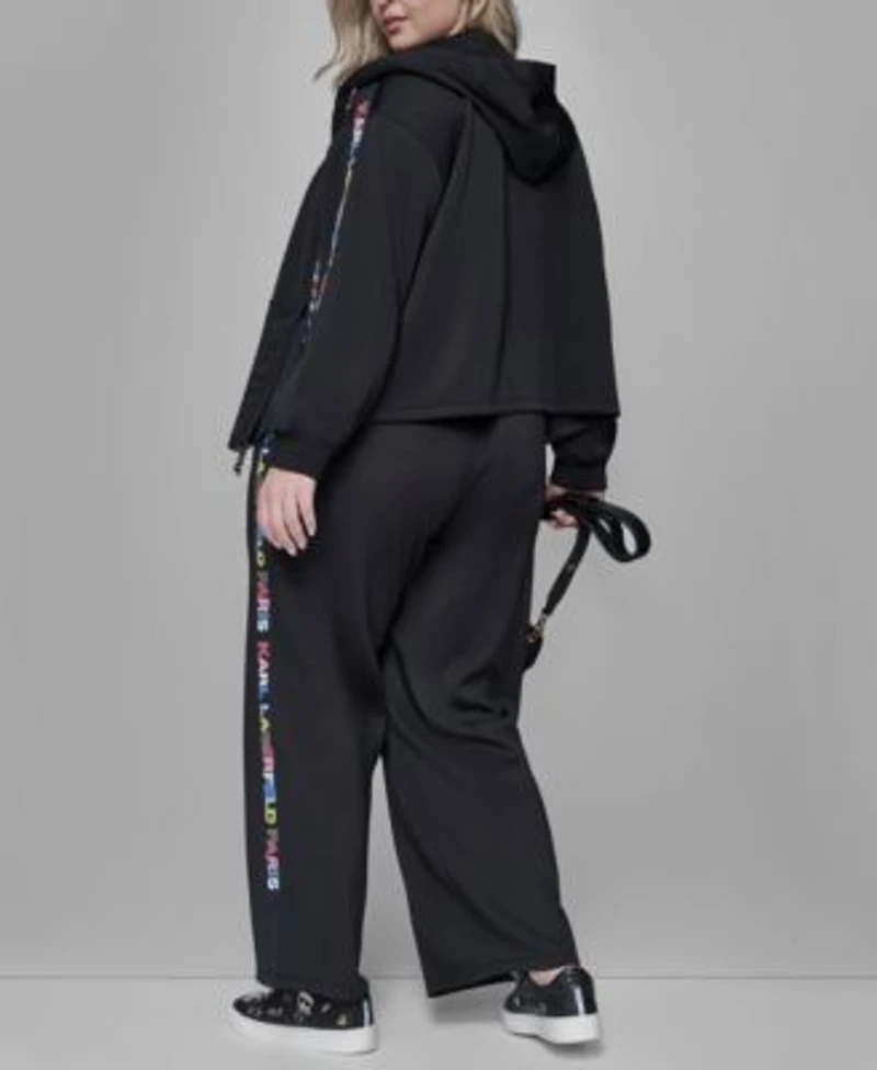 Karl Lagerfeld Paris Athleisure Zip Up Jacket Straight Side Logo Pants