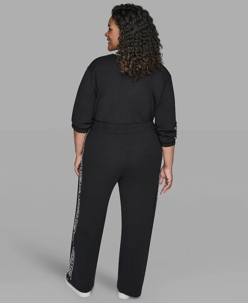 Karl Lagerfeld Paris Plus Wide Leg Side Logo Pants