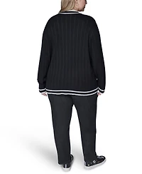 Karl Lagerfeld Paris Plus V-Neck Button Front Cardigan