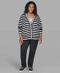 Karl Lagerfeld Paris Plus V-Neck Button Front Cardigan