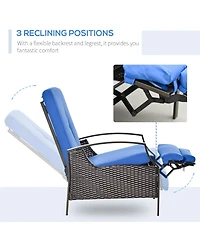 Outsunny Outdoor Recliner, Reclining Chair w/ Footrest & Cushions,