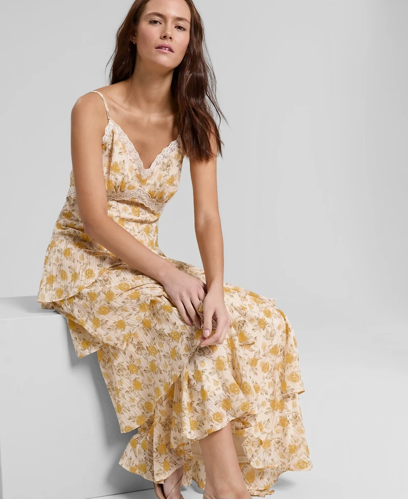 And Now This Women's Ruffled Lace-Trim Maxi Dress, Macy's Exclusive