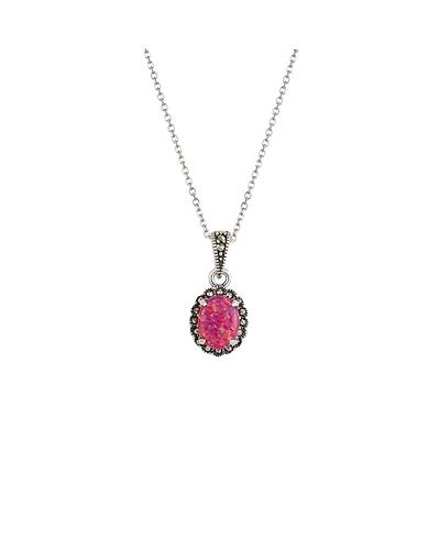Oval Red Opal High Quality Sterling Silver Pendant Necklace