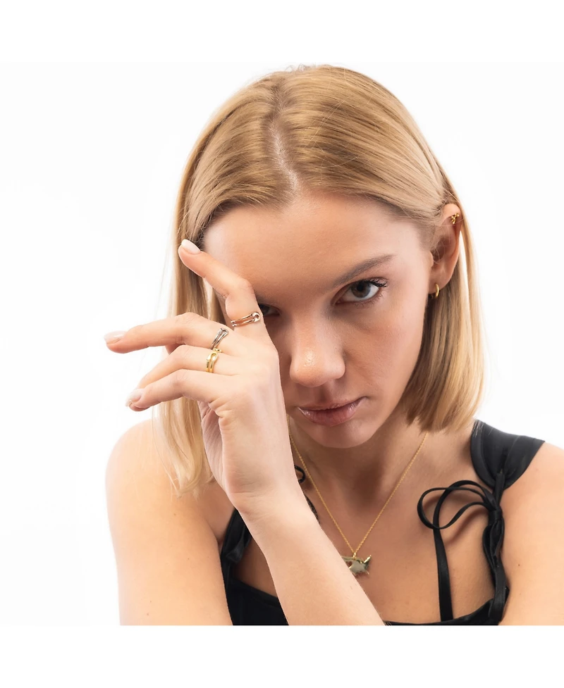 Spero London Sterling Silver Safety Pin Ring